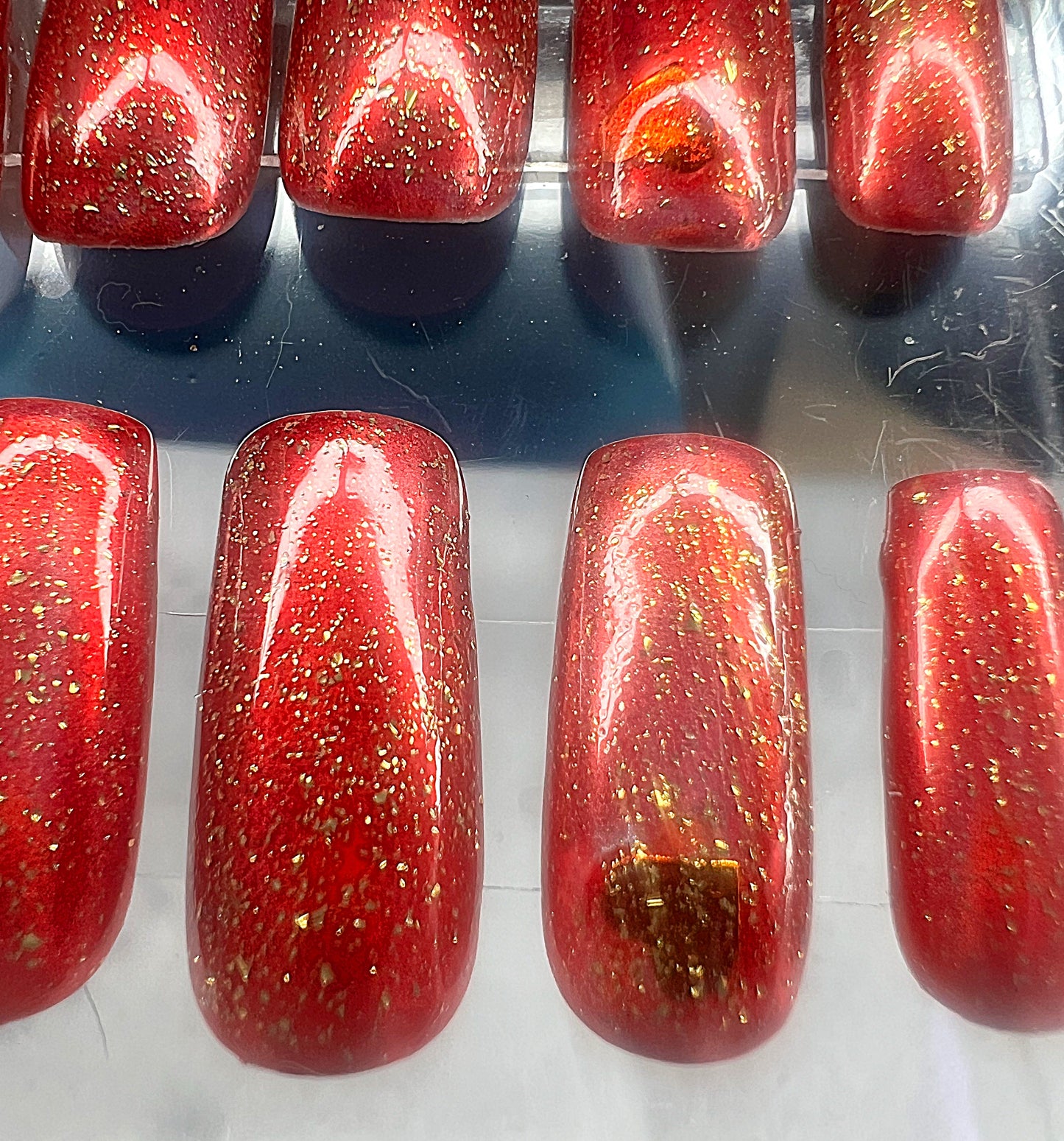 Hearts Glowing from Within ❤️ Golden Love Red Jelly & Gold Foil Glitter