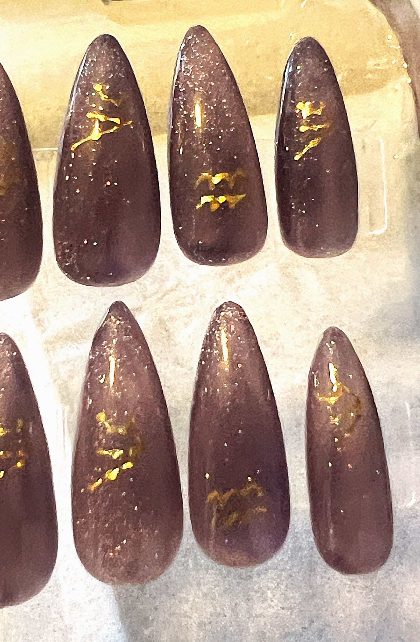 Shimmering Aquarius Nails | Lavender & Gold Velvet Cat-Eye