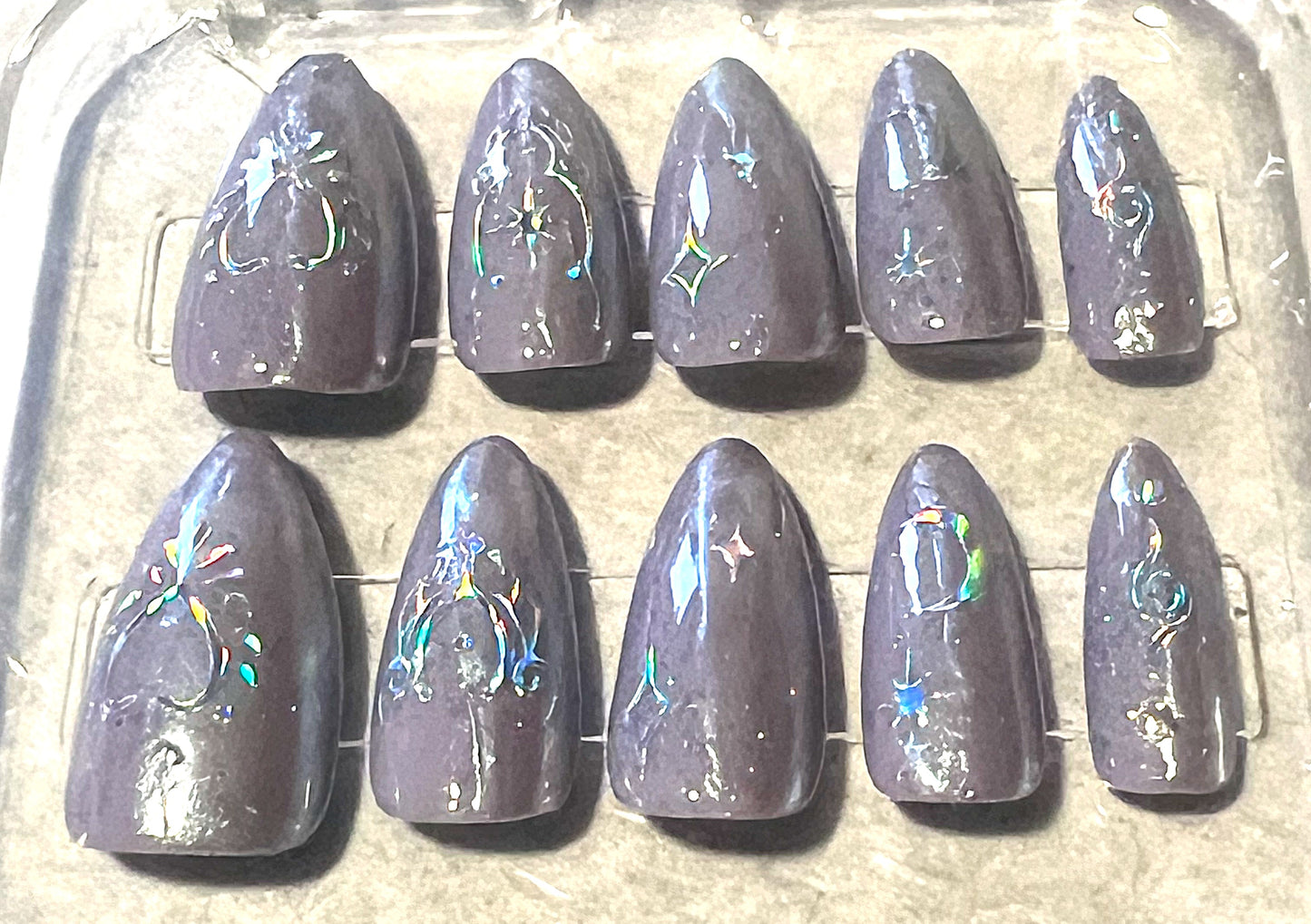 Aquarius in Ether Nails | Lavender Mermaid Chrome & Holographic