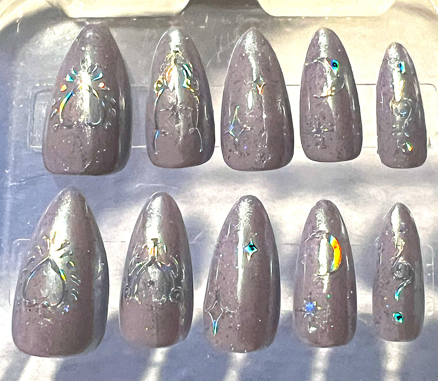 Aquarius in Ether Nails | Lavender Mermaid Chrome & Holographic