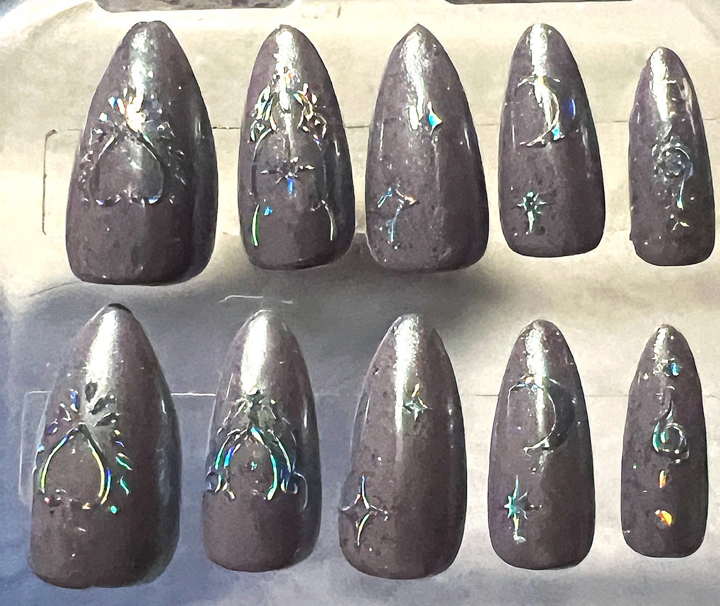 Aquarius in Ether Nails | Lavender Mermaid Chrome & Holographic