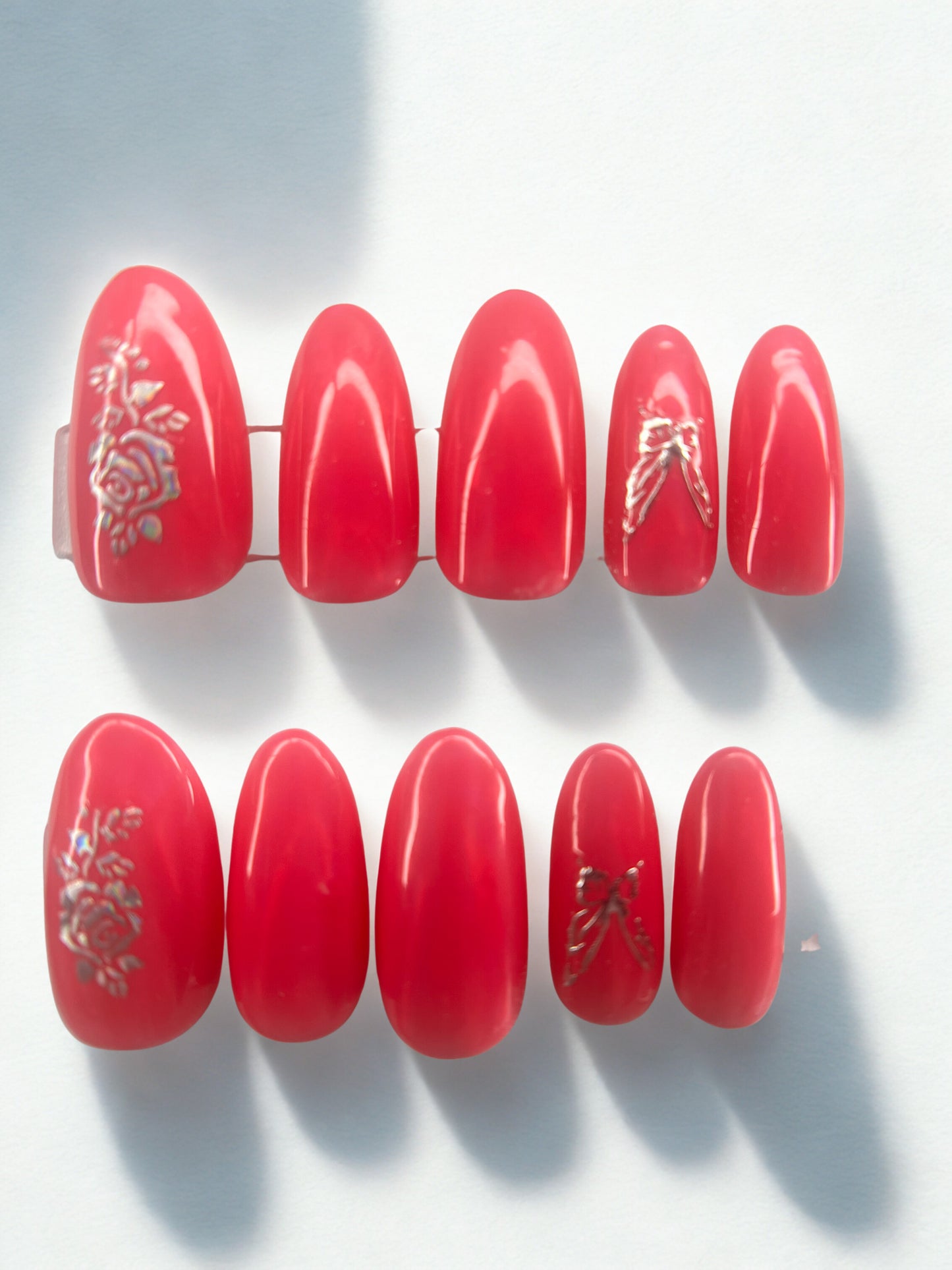 Pink Jelly Aurora Press-On Nails | Butterfly Floral Stickers | Spring Flowers