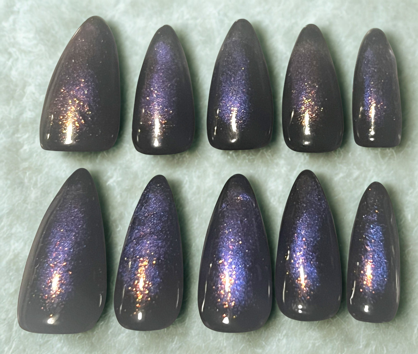 Midnight Stardust Nails | Blooming Cat-Eye Aura & Velvet Glow
