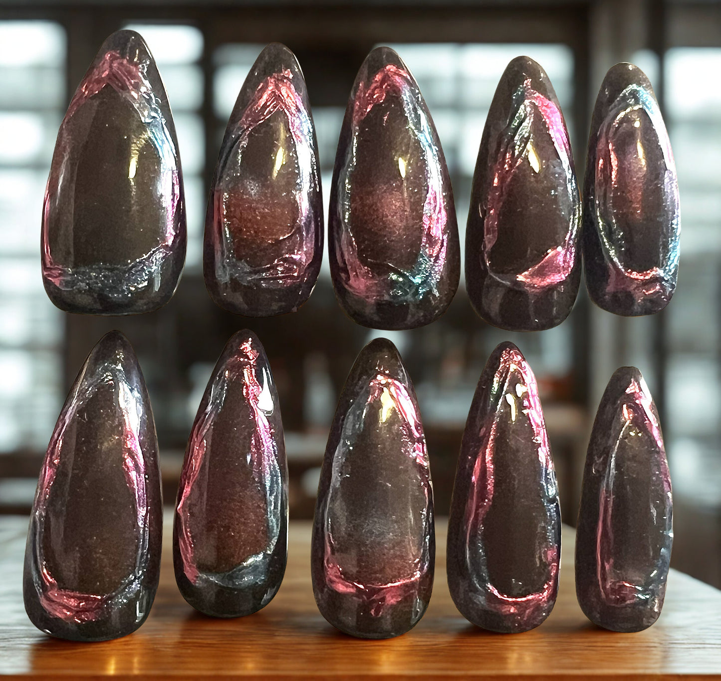 Cosmic Mirror Nails | Purple-Teal Shift Cat-Eye & Isolated Chrome