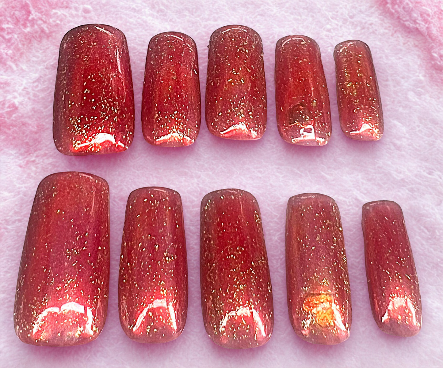 Hearts Glowing from Within ❤️ Golden Love Red Jelly & Gold Foil Glitter