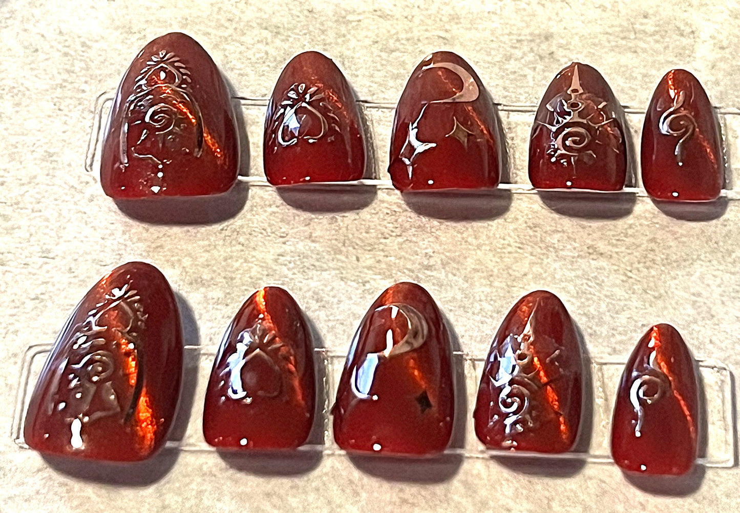 Capricorn at Dawn Nails | Red Velvet Cat Eye & Rose Gold