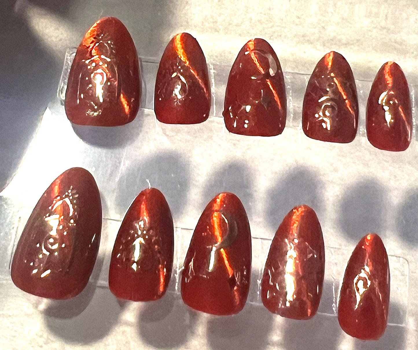 Capricorn at Dawn Nails | Red Velvet Cat Eye & Rose Gold