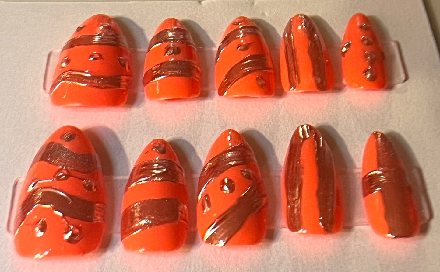 Glow In the Dark UV Neon Easter Egg Press-On Nails | Silver Chrome Art