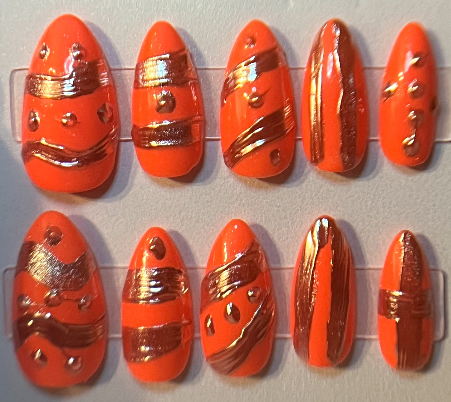 Glow In the Dark UV Neon Easter Egg Press-On Nails | Silver Chrome Art