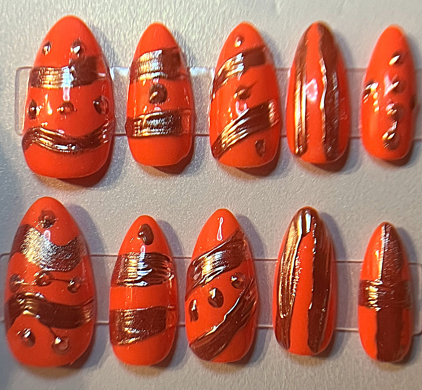 Glow In the Dark UV Neon Easter Egg Press-On Nails | Silver Chrome Art