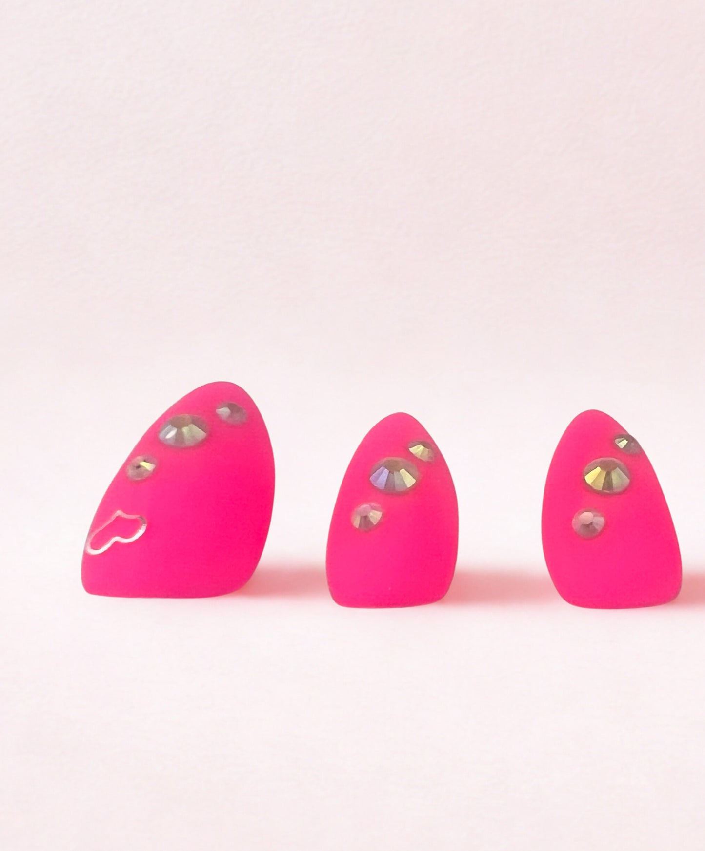 Neon Velvet Vibes ⚡️ Electric Matte Pink & Crystal Heart Set