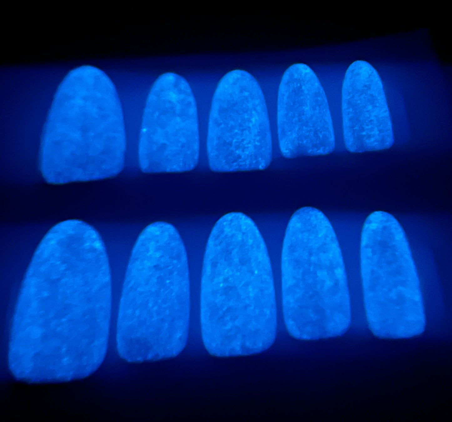 Glowing Galaxy Press On Nails | Lavender Purple Glitter Glow in the Dark Blue Tips