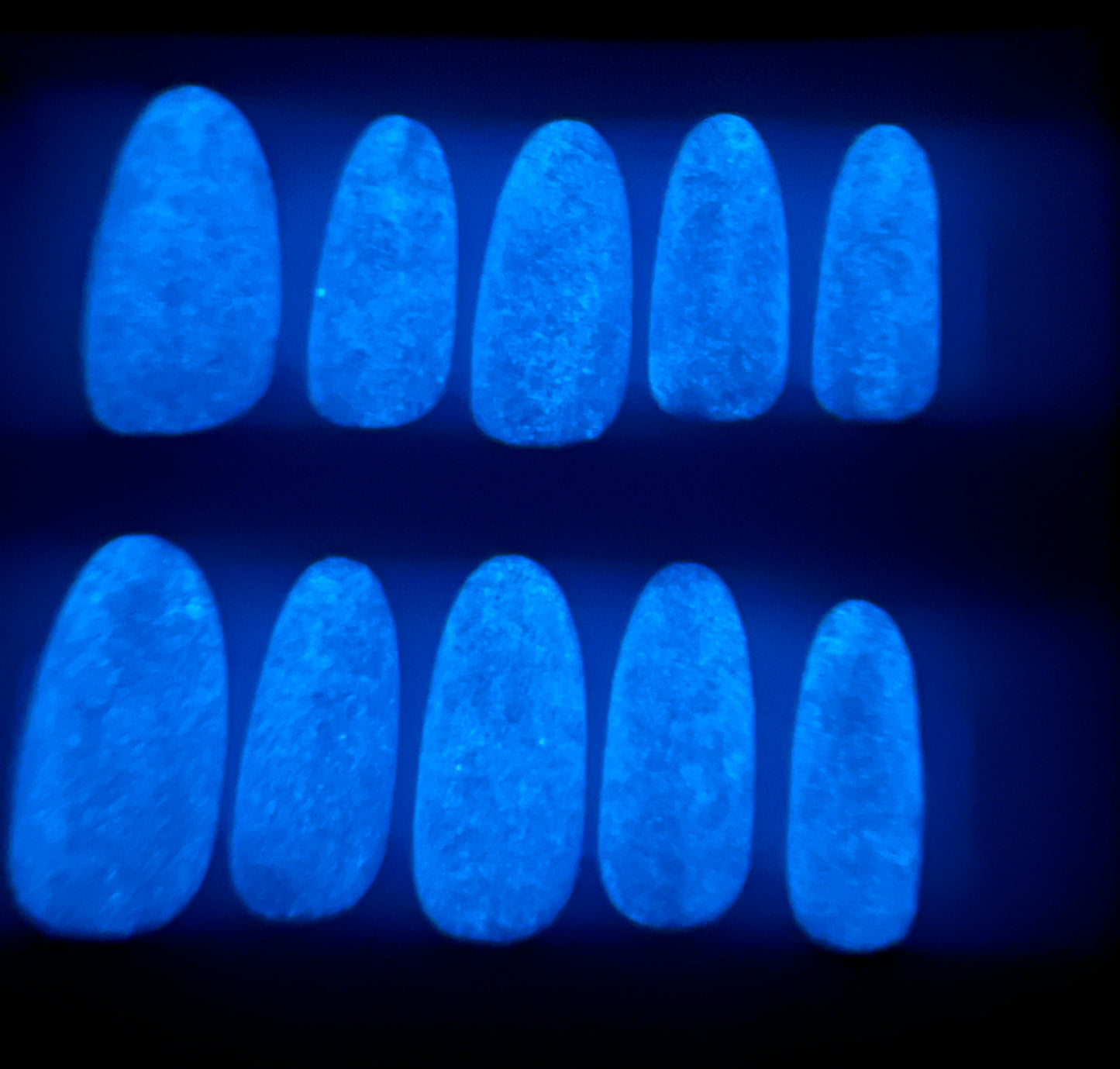 Glowing Galaxy Press On Nails | Lavender Purple Glitter Glow in the Dark Blue Tips