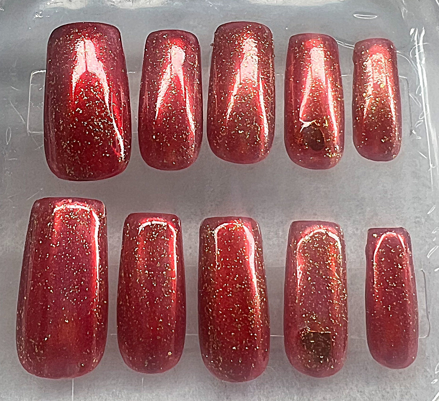 Hearts Glowing from Within ❤️ Golden Love Red Jelly & Gold Foil Glitter