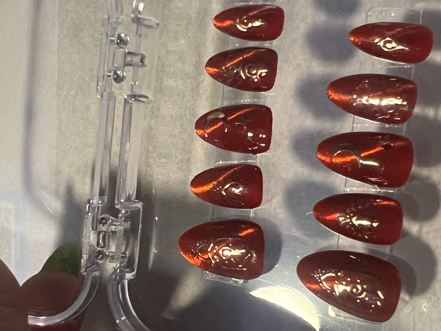 Capricorn at Dawn Nails | Red Velvet Cat Eye & Rose Gold