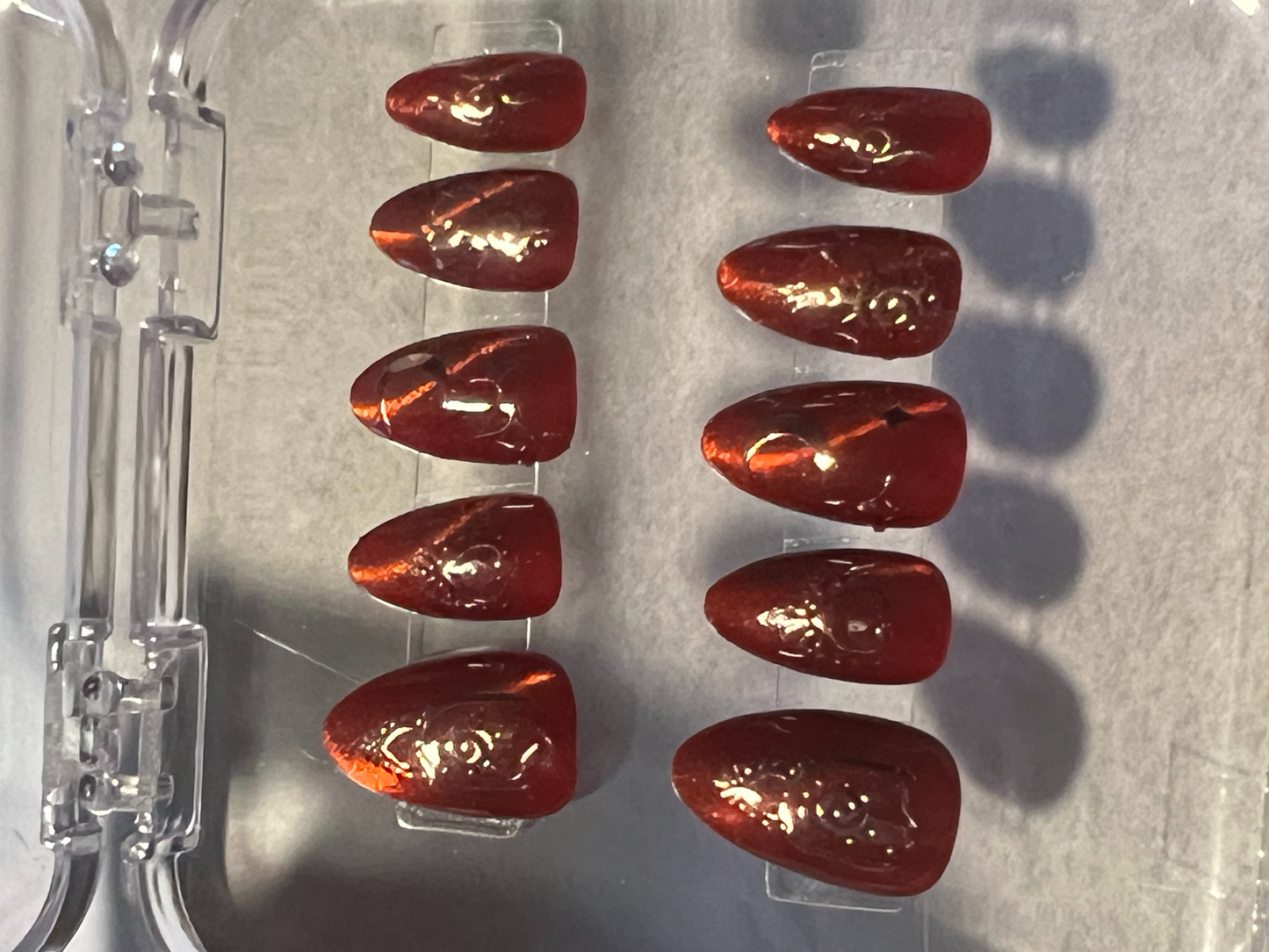 Capricorn at Dawn Nails | Red Velvet Cat Eye & Rose Gold