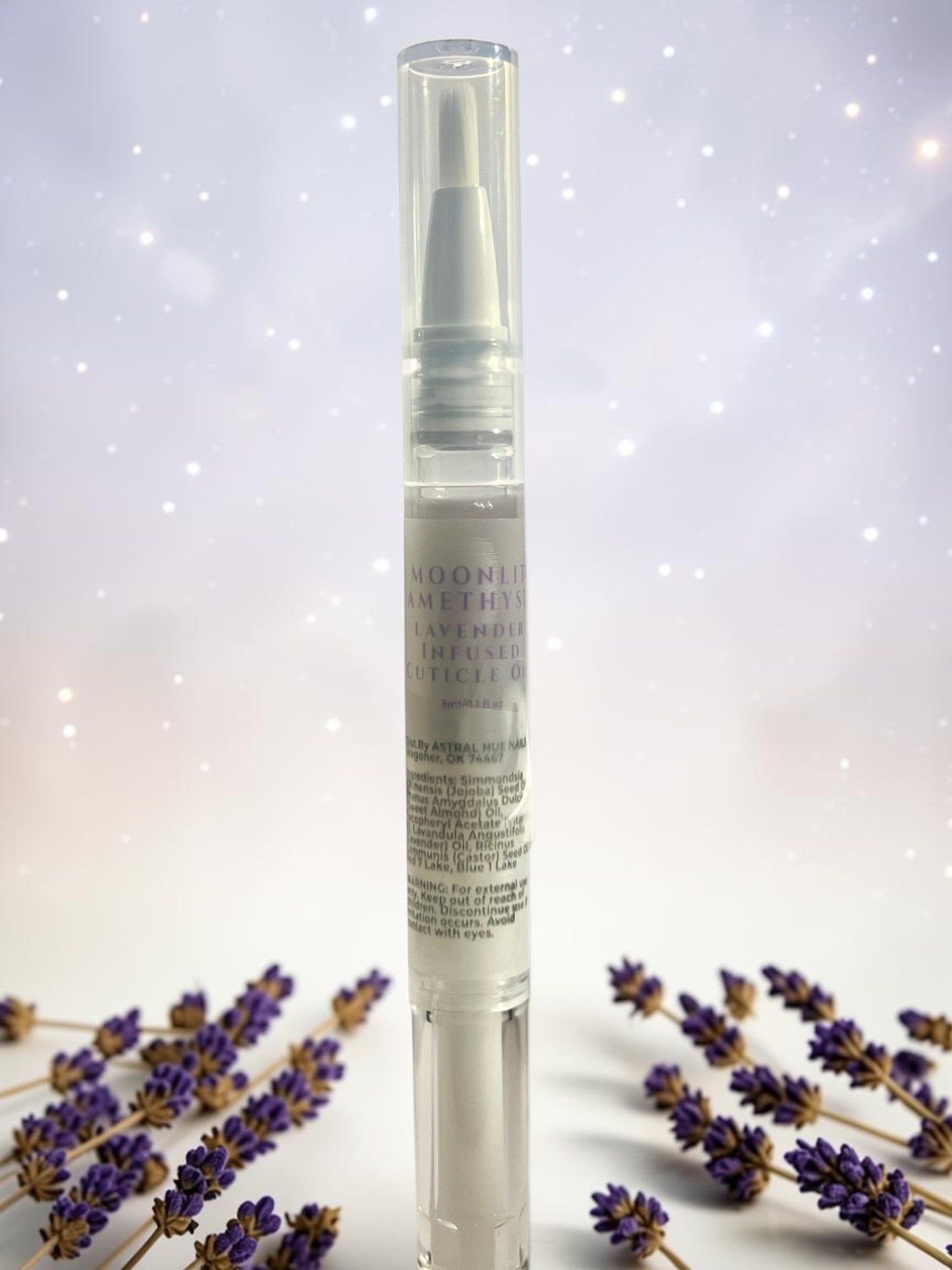 Moonlit Amethyst Calming Lavender Scented Cuticle Oil Pen Jojoba Aftercare