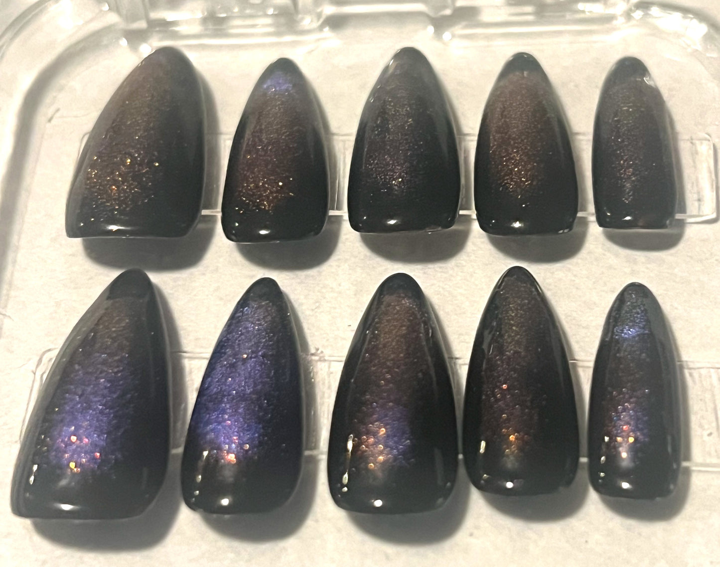 Midnight Stardust Nails | Blooming Cat-Eye Aura & Velvet Glow