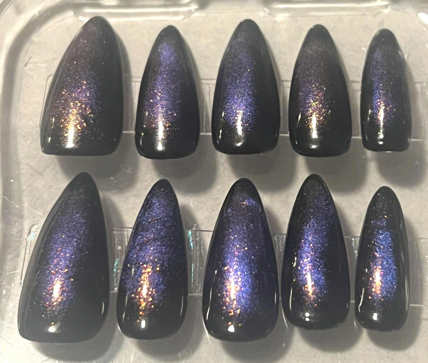 Midnight Stardust Nails | Blooming Cat-Eye Aura & Velvet Glow