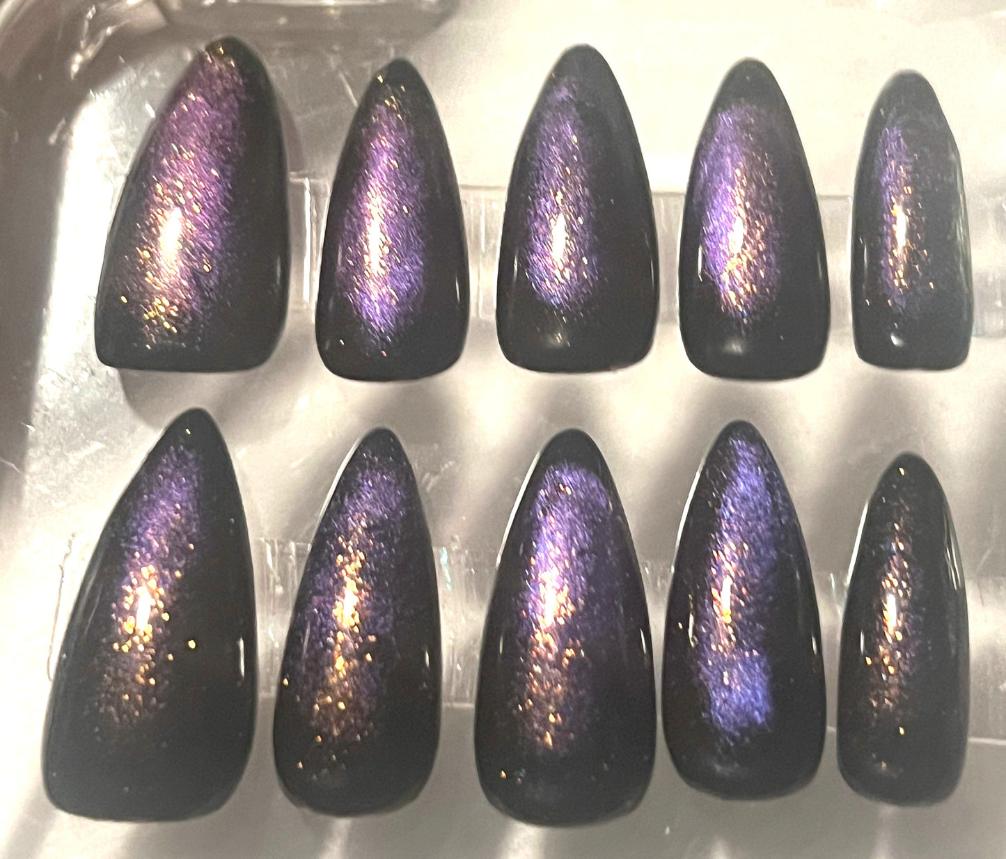 Midnight Stardust Nails | Blooming Cat-Eye Aura & Velvet Glow