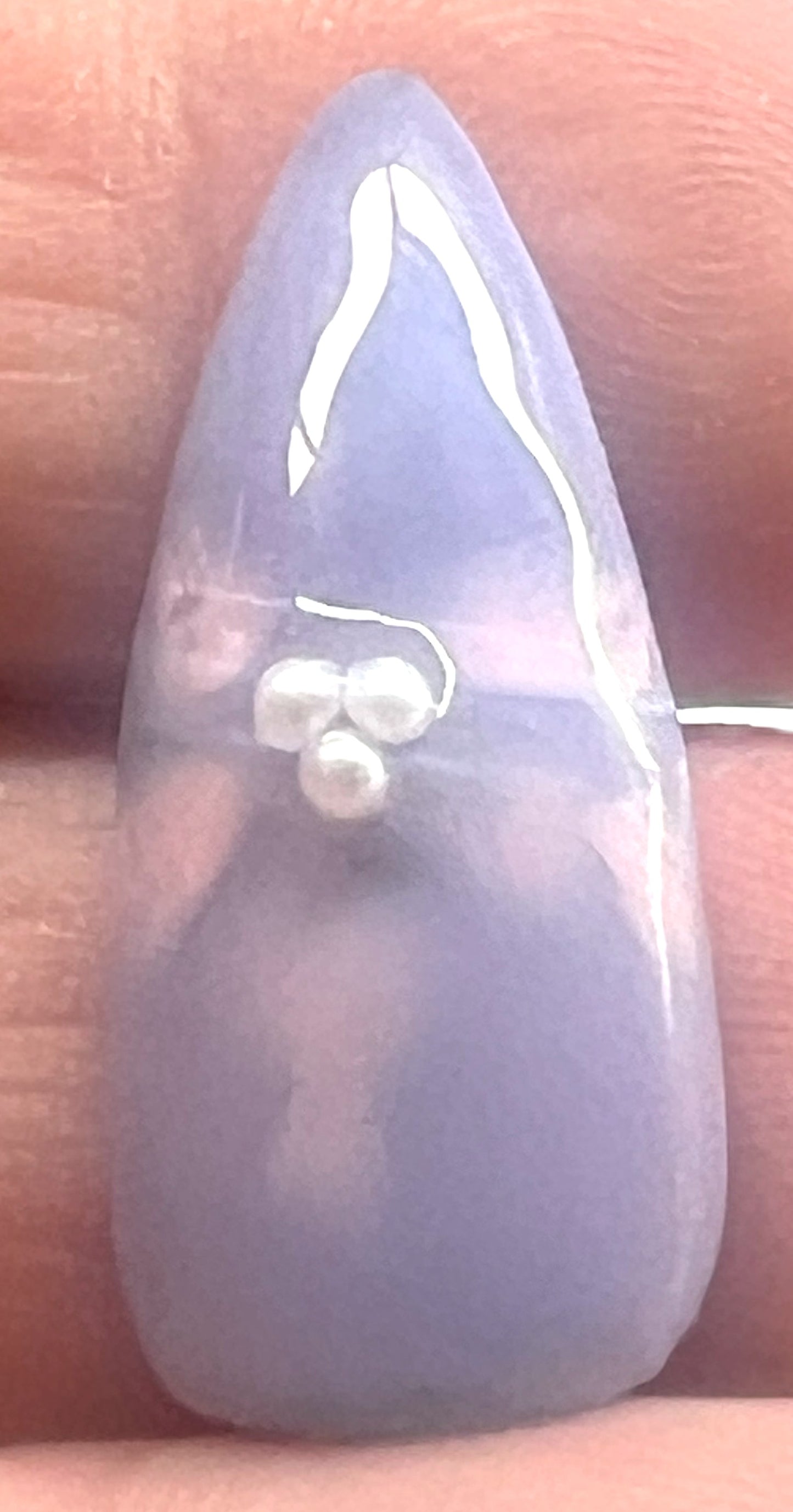 Lavender Pink Blooming Flower Press-On Nails | Pearls & Hidden Blue Glitter Underside | Celestial Flora