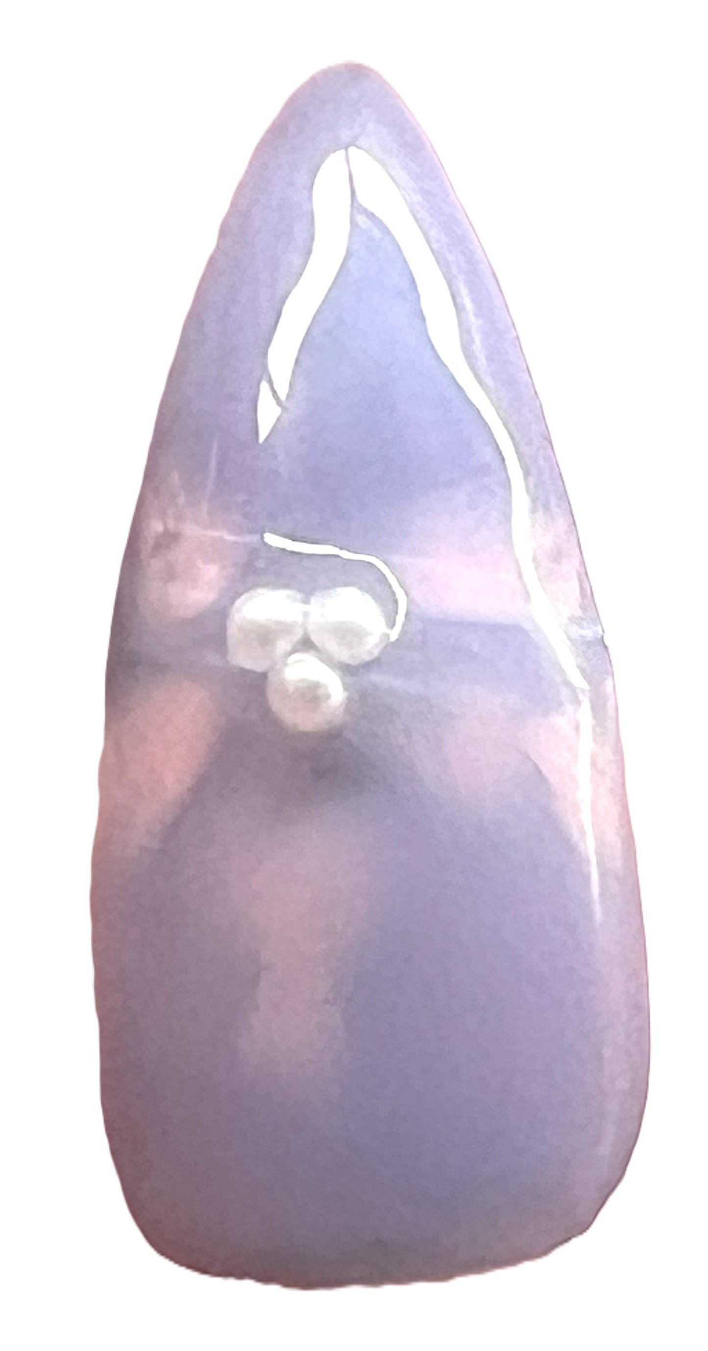 Lavender Pink Blooming Flower Press-On Nails | Pearls & Hidden Blue Glitter Underside | Celestial Flora