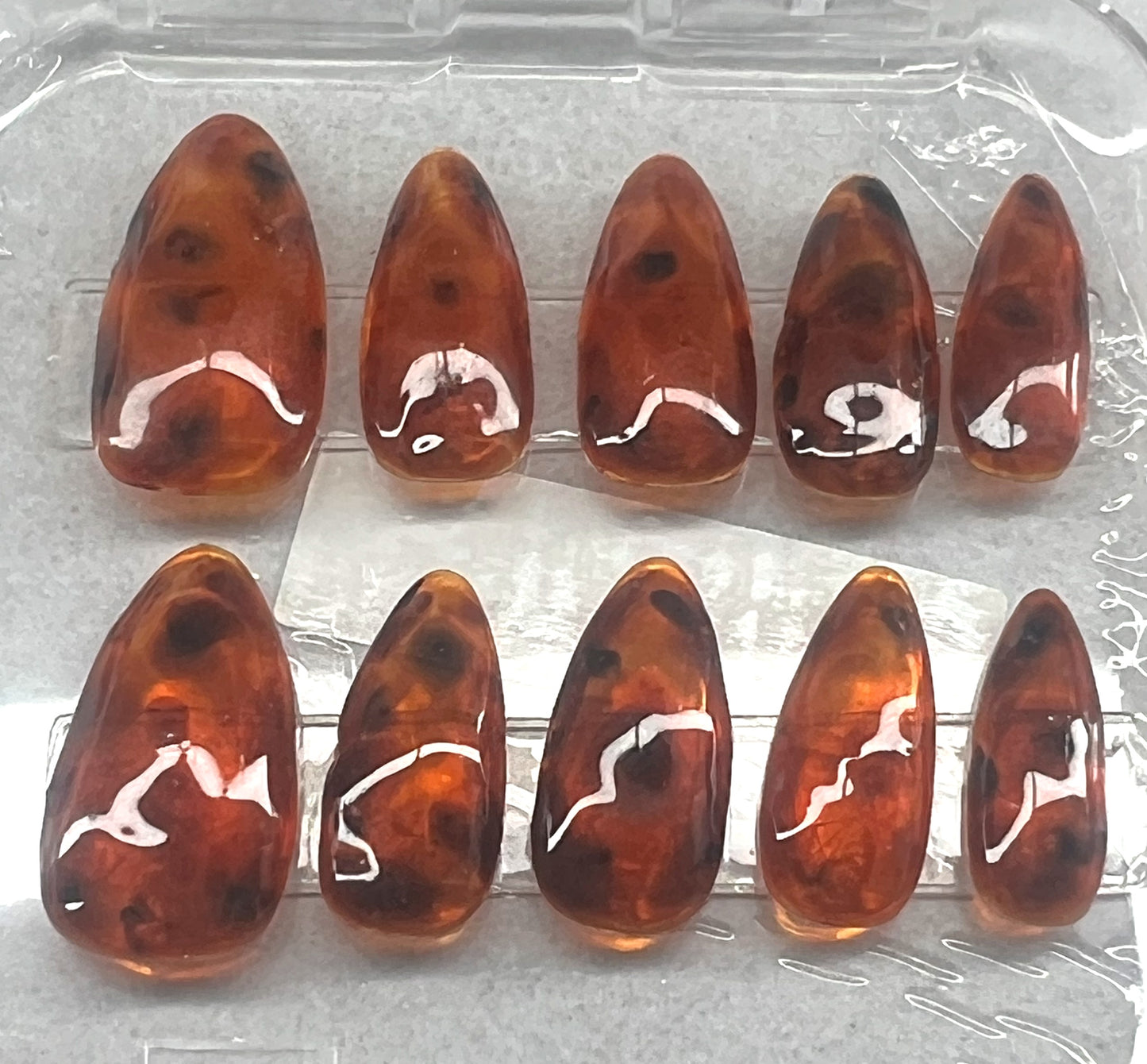 Hand-Painted Tortoise Shell Nails | Amber Jelly Layered Art