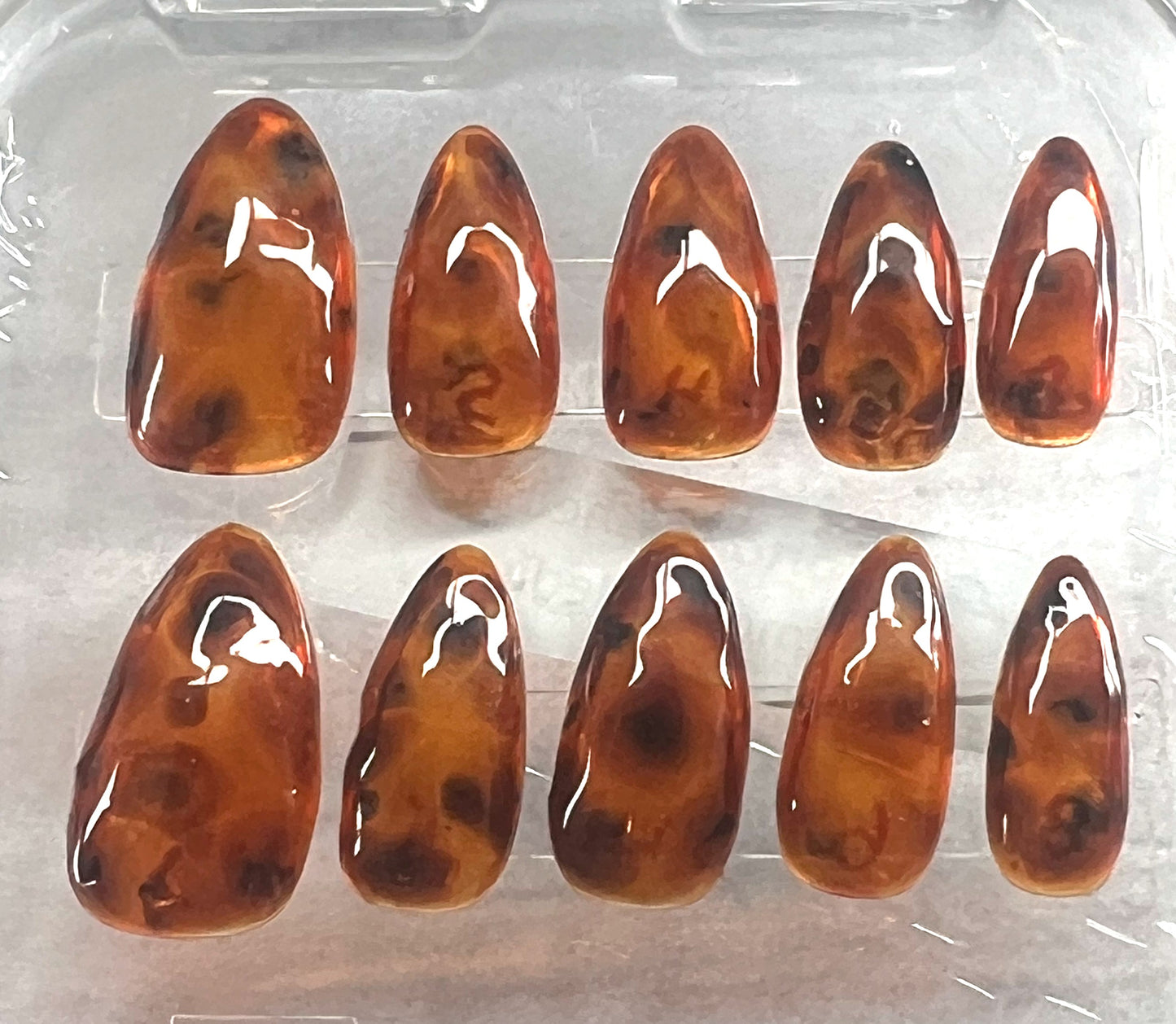 Hand-Painted Tortoise Shell Nails | Amber Jelly Layered Art