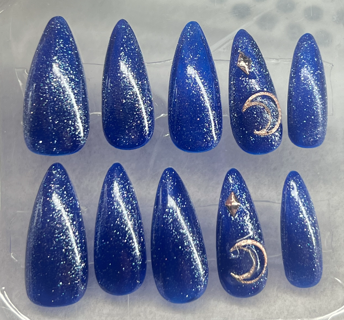 Royal Cosmic Glow 💎 The Zenith Hand-Painted Blue & Rose Gold Celestial Set